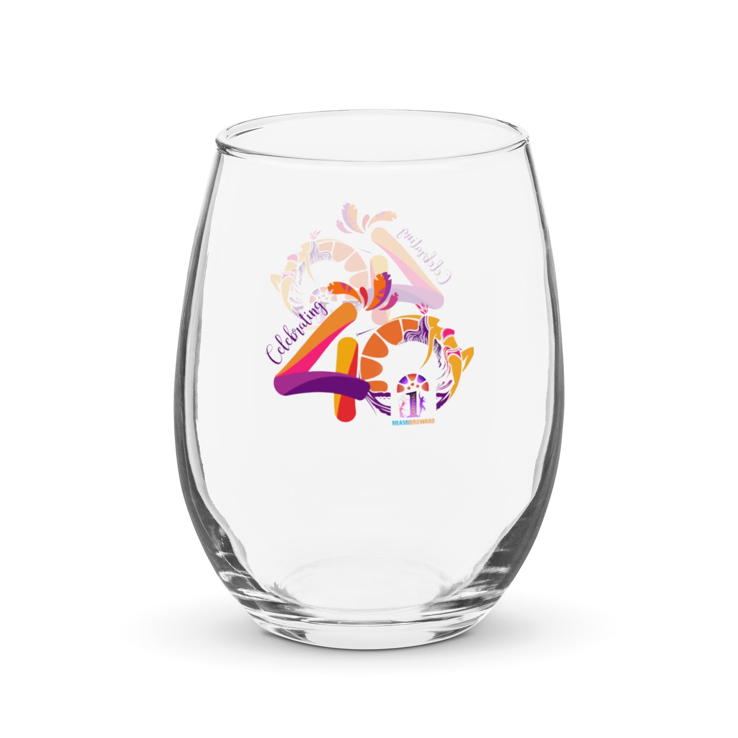 Miami Carnival 40th Year Commemorative Stemless Wine Glass | 15oz